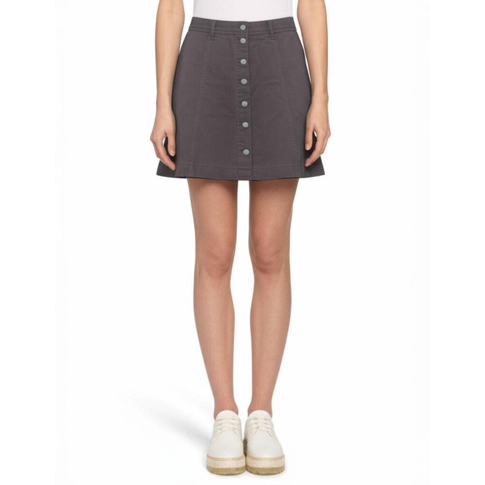 H&M Divided Womens Skirt US 8 Dark‎ Grey Faded Black A Line Button Front Cotton